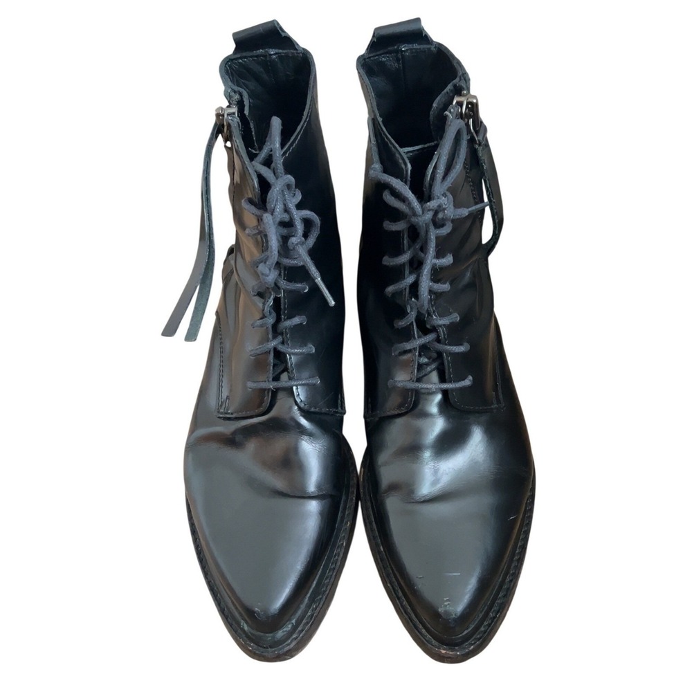 Acne Studios Leather "Linden" Ankle Moto Boots Side Zip Pointed toe 38 EU 8 US